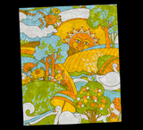 Retro 60s Psychedelic Sun and Swans Crushed Velvet Blanket